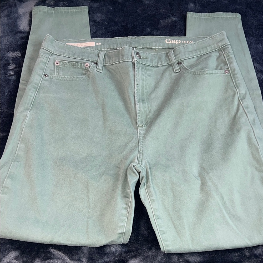 GAP Women's Sage Light Green Skinny Jeans Size 33 R - Picture 2 of 5